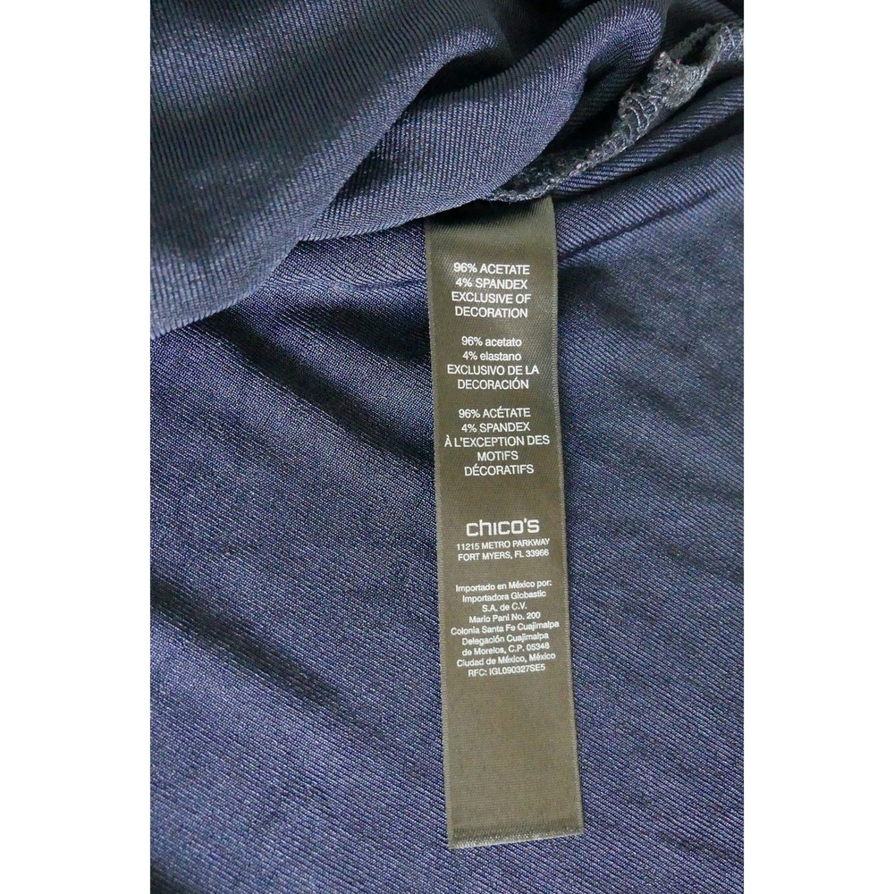 Chicos Travelers Navy Blue Asymmetrical Nautical Lace Tunic Top Sz 1 Medium - Picture 8 of 8